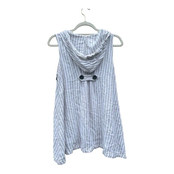 For Cynthia White and Black Striped Sleeveless Button-Down Shirt size small - Picture 2 of 5